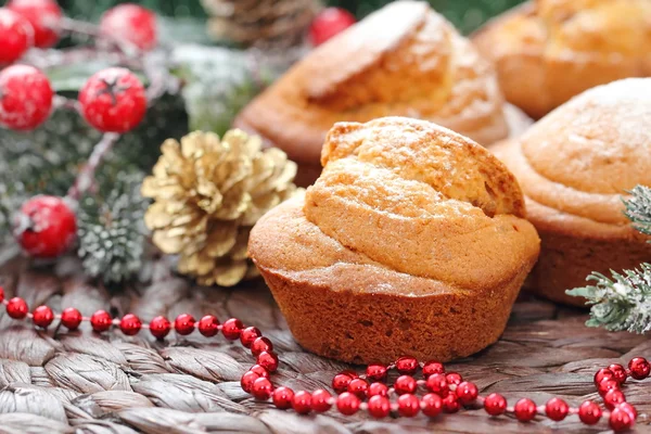 Muffins de Navidad cubierto de azúcar en polvo — Foto de Stock