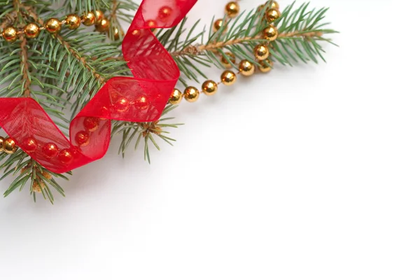 Latar belakang natal dengan pohon cemara dan dekorasi — Stok Foto