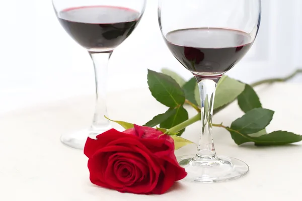 Wine and rose Royalty Free Stock Photos