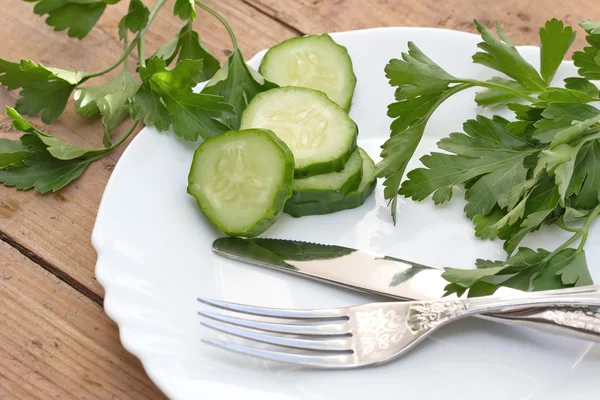 Kleine Portion Essen auf einem Teller — Stockfoto