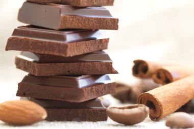 Dilim koyu çikolata ve baharatlar