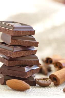 Dilim koyu çikolata ve baharatlar