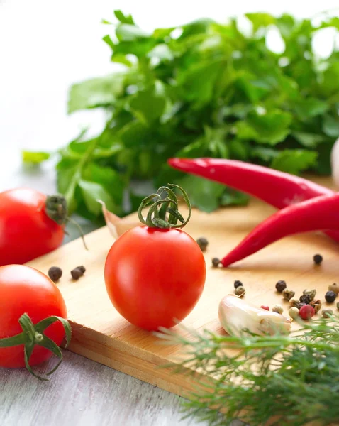 Tomates e especiarias — Fotografia de Stock