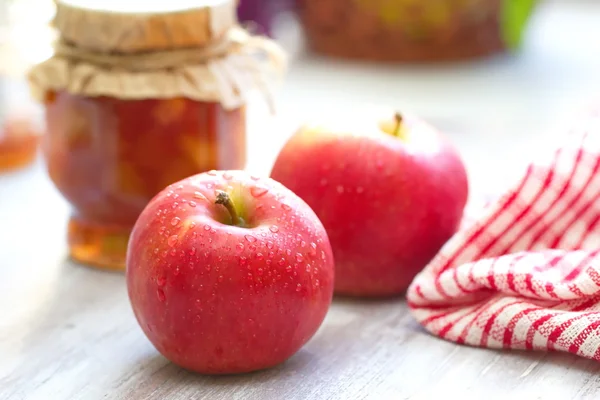 Apel dan selai apel — Stok Foto