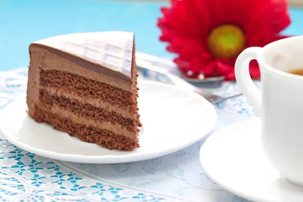 Pedaço de bolo de chocolate — Fotografia de Stock