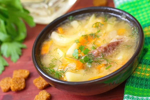 Sopa com carne e legumes — Fotografia de Stock