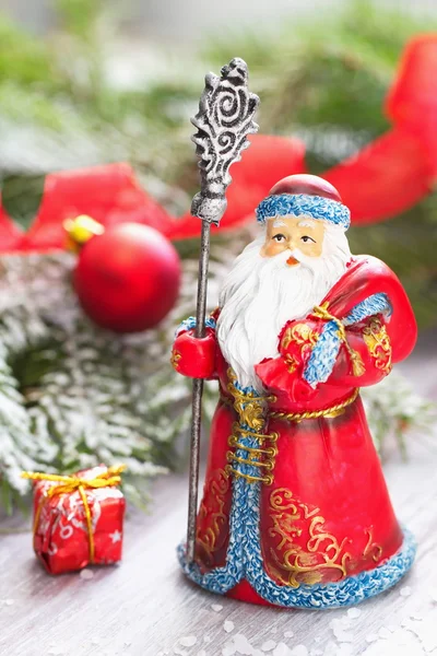 Christmas postcard with Father Frosty and christmas decoration — Stock Photo, Image