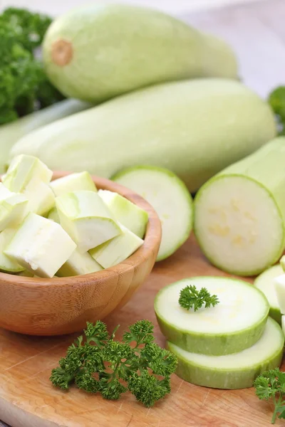 Fresh vegetable marrow and other vegetables for cooking