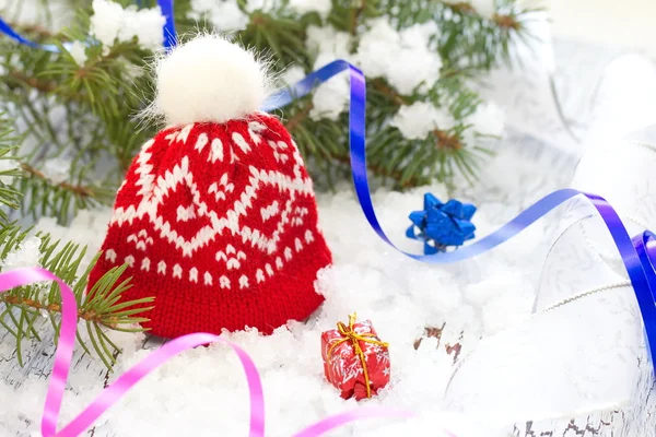 Christmas decoration with Santa Claus hat — Stock Photo, Image