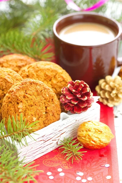 Julkakor och kaffe — Stockfoto