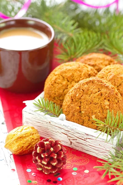 Vánoční cukroví a kávu — Stock fotografie