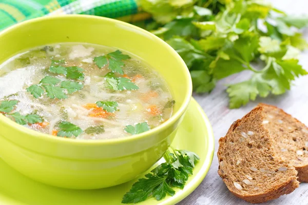 Homemade soup with vermicelli and vegetables — Stock Photo, Image