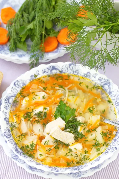 Zupa z kurczaka z warzywami — Zdjęcie stockowe