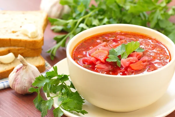 Sopa de borscht vegetal ucraniana russa — Fotografia de Stock