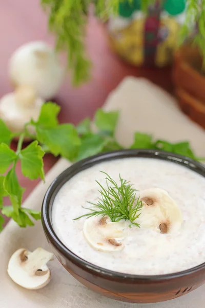 Vegan food. Mushroom cream soup. Royalty Free Stock Images