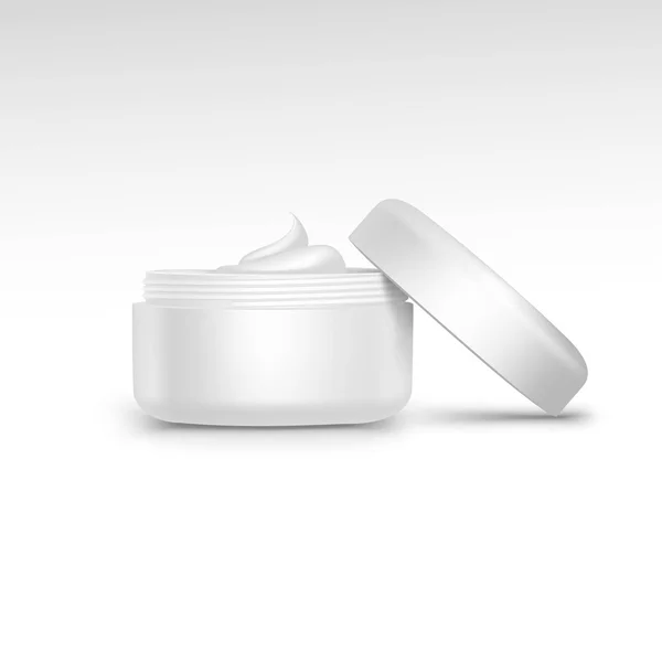 Vektor Blank Jar dengan Cream Swirl Terisolasi di Latar Belakang Putih - Stok Vektor
