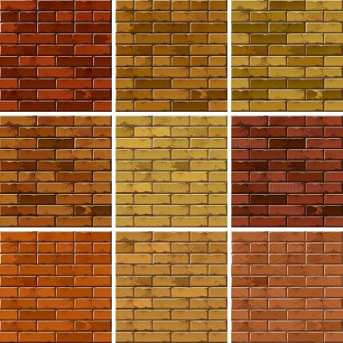 Vektör Set tuğla kesintisiz dokular duvar arka plan desenleri