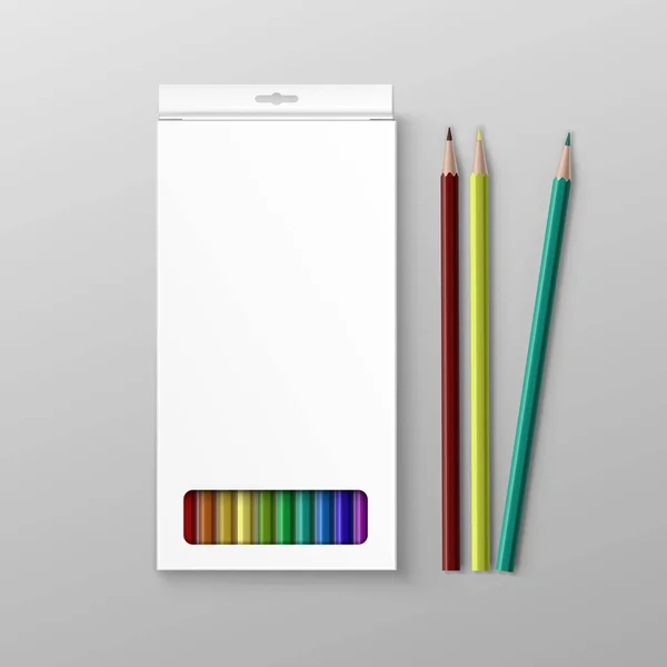 Boîte vectorielle de crayons de couleur isolés sur fond — Image vectorielle