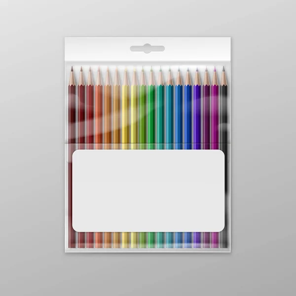 Boîte vectorielle de crayons de couleur isolés sur fond — Image vectorielle