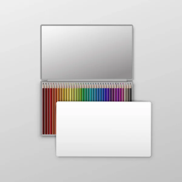 Boîte vectorielle de crayons de couleur isolés sur fond — Image vectorielle
