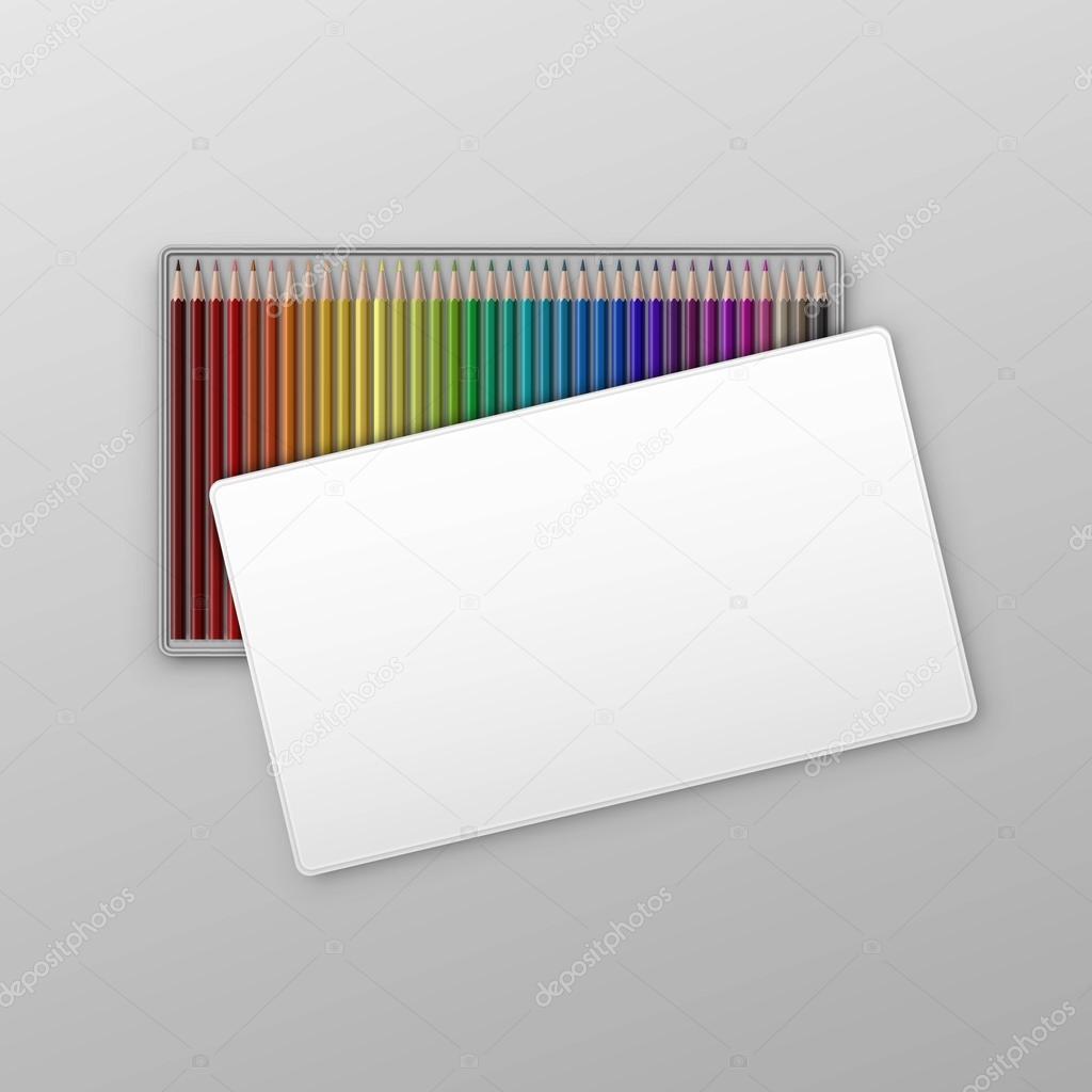 Vettore scatola di matite colorate isolato su priorit  bassa — Vettoriale Stock