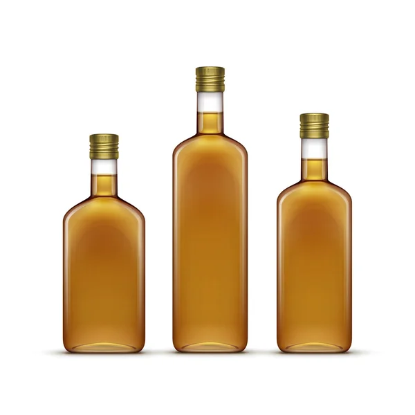 Bebidas alcohólicas Bebidas Whiskey o aceite de girasol Botellas de vidrio — Vector de stock