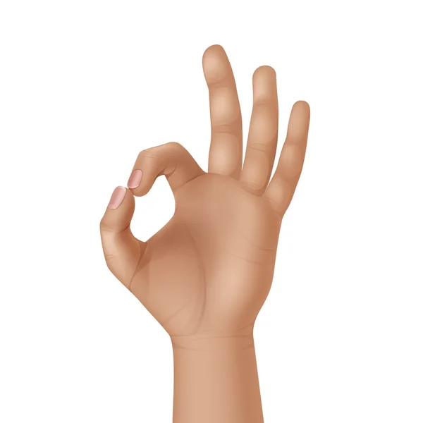 Vektorové Ok znamení gesto rukou izolovaných na bílém pozadí — Stockový vektor