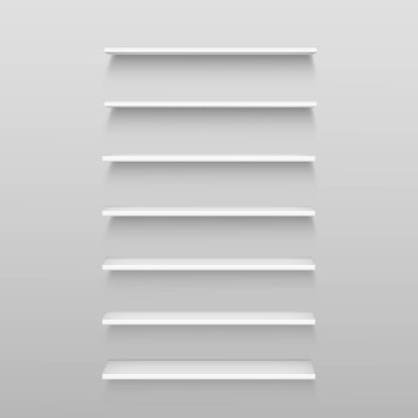 Vektör beyaz boş raf Raf üzerinde duvar arka plan izole