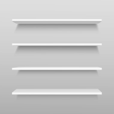 Vektör beyaz boş raf Raf üzerinde duvar izole
