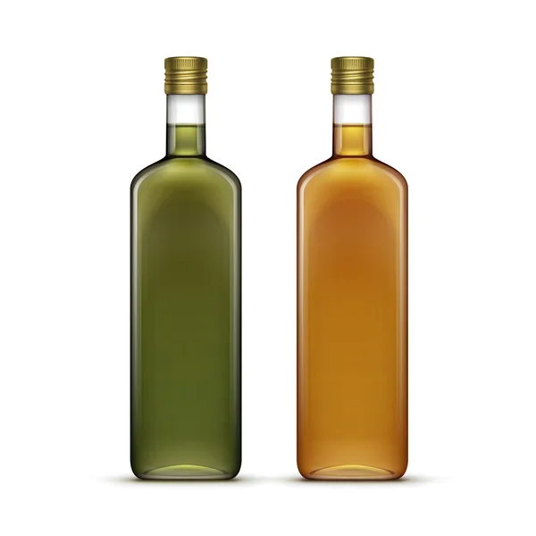 Uppsättning av alkohol alkoholdrycker drycker Whiskey olja glasflaskor — Stock vektor