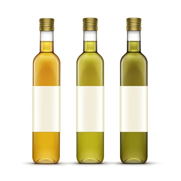 Bebidas Alcoólicas Bebidas Whiskey or Sunflower Olive Oil Glass Bottles — Vetor de Stock