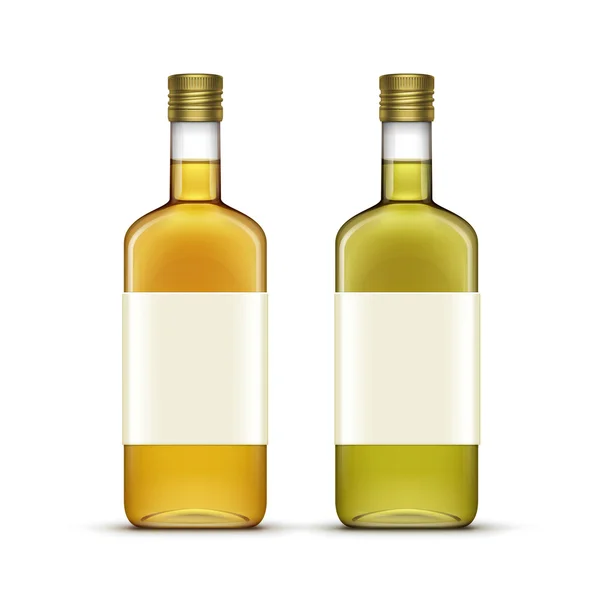 Conjunto vectorial de bebidas alcohólicas Bebidas Botellas de vidrio de aceite de whisky — Vector de stock