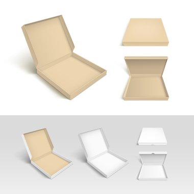 Pizza kutusu Karton Ambalaj paketi vektör izole ayarla