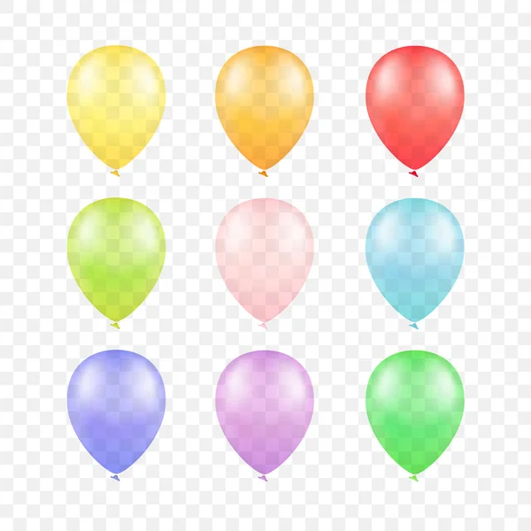 Conjunto de globos multicolores coloridos aislados — Vector de stock