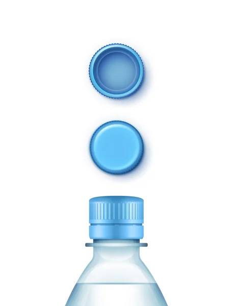 Vektor Blanko Kunststoff blaue Wasserflasche Satz von Verschlüssen isoliert — Stockvektor