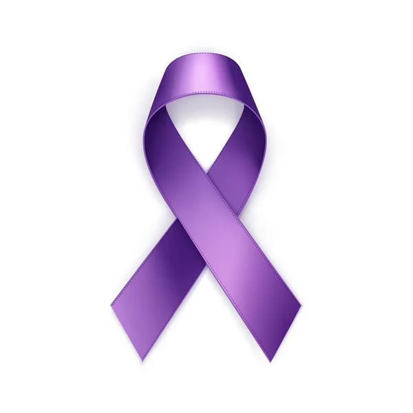 Vector Purple Breast Cancer Ribbon Isolated on White Background — Stock Vector