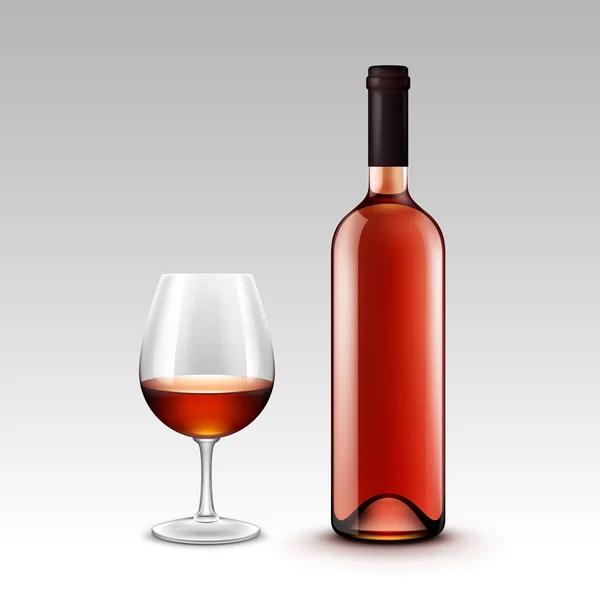 Conjunto vectorial de botellas de vino y copas aisladas sobre fondo — Vector de stock