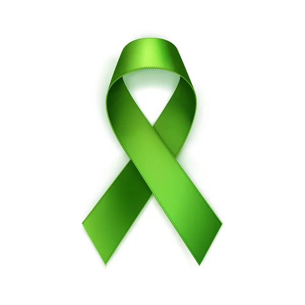 Nastro di cancro al seno verde vettoriale isolato su sfondo bianco — Vettoriale Stock