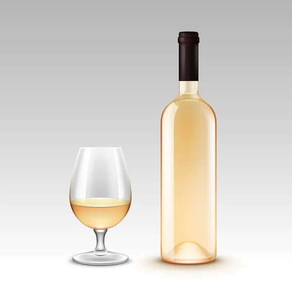Wektor zestaw butelek wina i okulary na białym tle na tle — Wektor stockowy