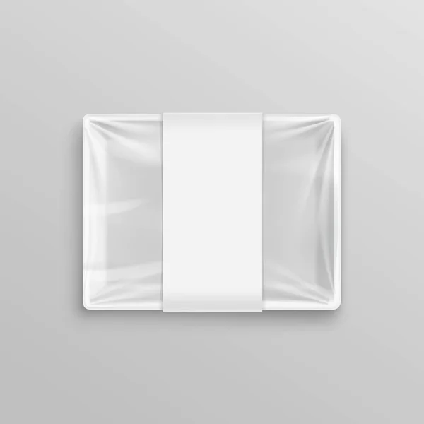 Recipiente plástico descartável vazio transparente branco da comida para o projeto do pacote — Vetor de Stock