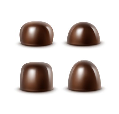 Gerçekçi siyah koyu acı beyaz sütlü çikolata çeşitli şekiller Candies