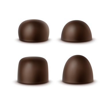 Gerçekçi siyah koyu acı beyaz sütlü çikolata çeşitli şekiller Candies