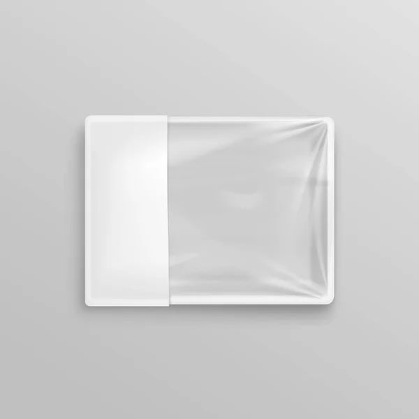 Білий прозорий порожній одноразовий пластиковий харчовий контейнер для дизайну упаковки — стоковий вектор