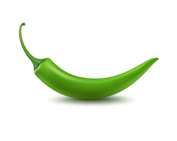 Vector Green Hot Chili Pepper Isolated on White Background — Stock Vector