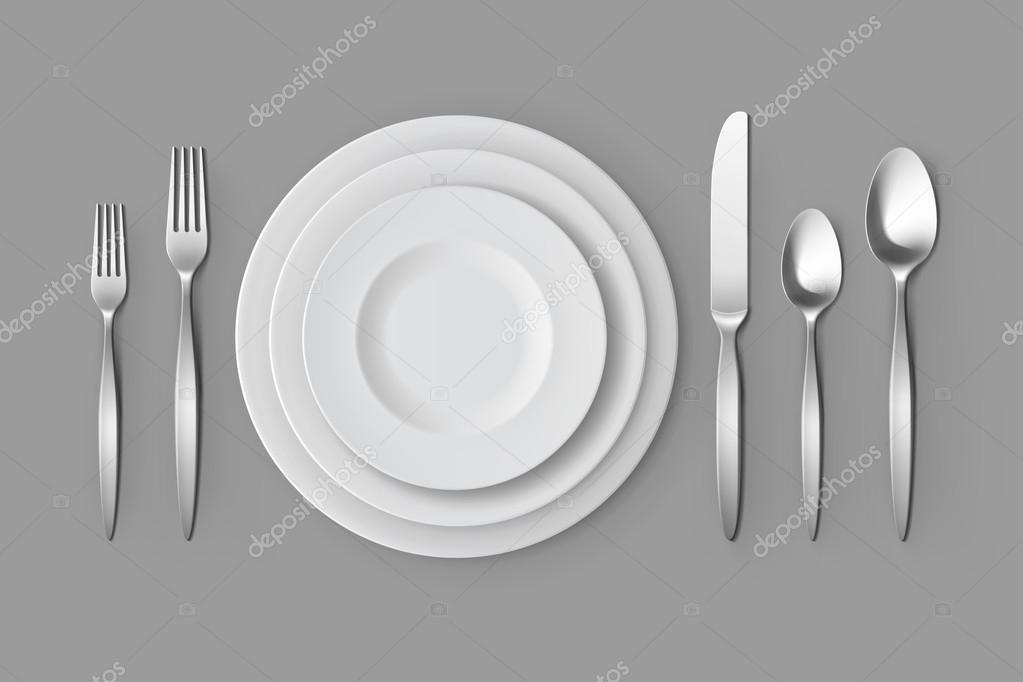 Cutlery Silver Forks Spoons and Knifes with Plates Table Setting ... Cutlery Silver Forks Spoons and Knifes with Plates Table Setting ...