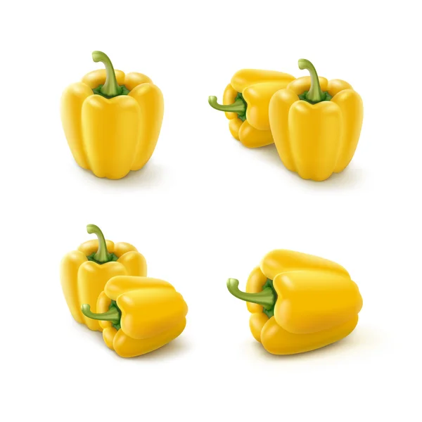 Vector Set of Yellow Sweet Bulgarian Bell Peppers, Paprika Isolated — Stock Vector