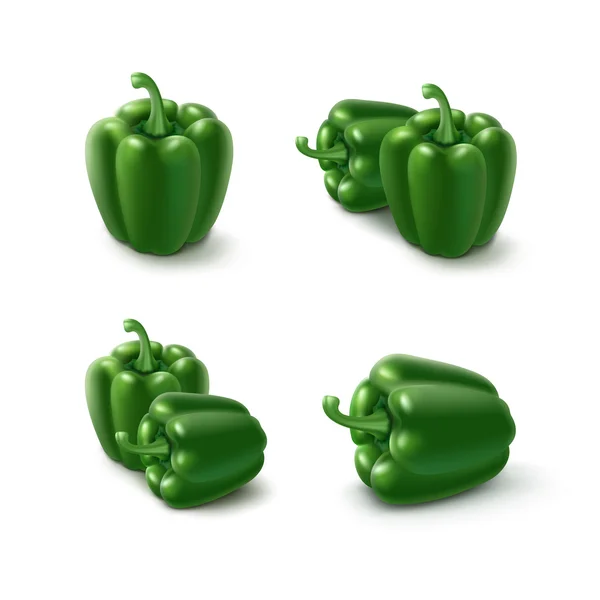 Vektor-Set aus grünen süßen bulgarischen Paprika, Paprika isoliert — Stockvektor