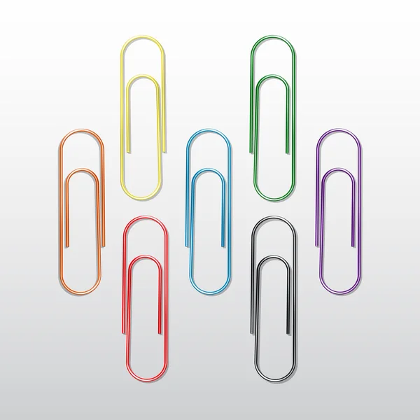 Vector Set of Colored Paper Clips Isolated on White Background — Stock Vector
