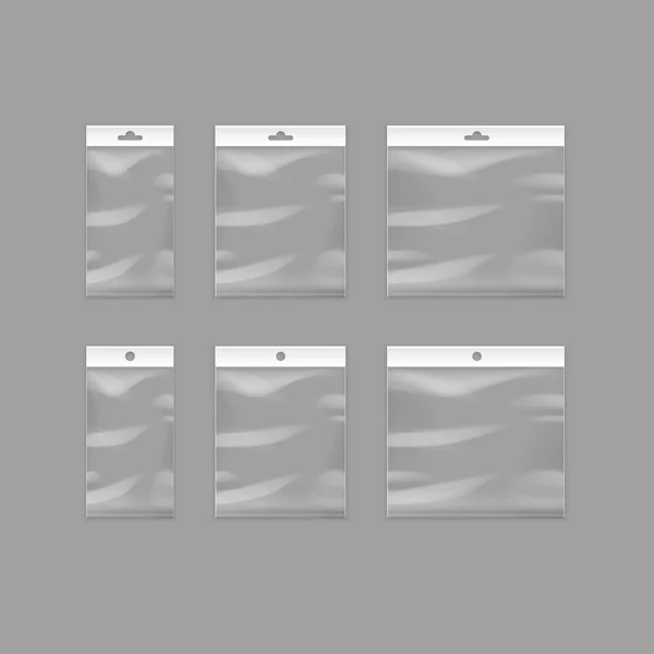 Boş şeffaf plastik cep torbası asmak yuvalı mühürlü