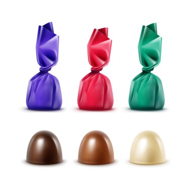 Turkuaz mavi koyu pembe kırmızı parlak Wrapper folyo gerçekçi koyu siyah acı beyaz sütlü çikolata şekerleme renkli